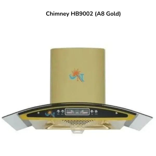 Chimney HB9002 (A8 Gold) – Premium Auto-Clean Kitchen Chimney with Powerful Suction & Elegant Gold Finish